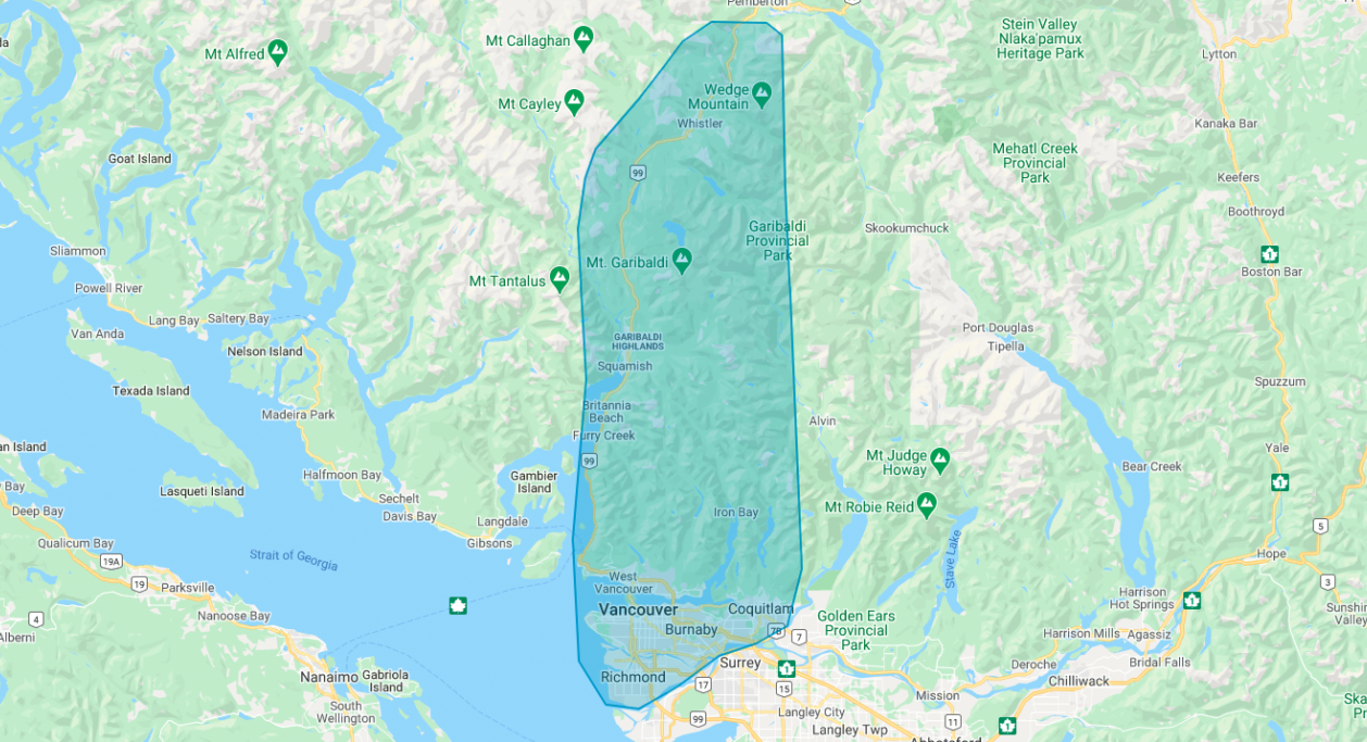 Ruts To Ridges Service Area In Squamish BC